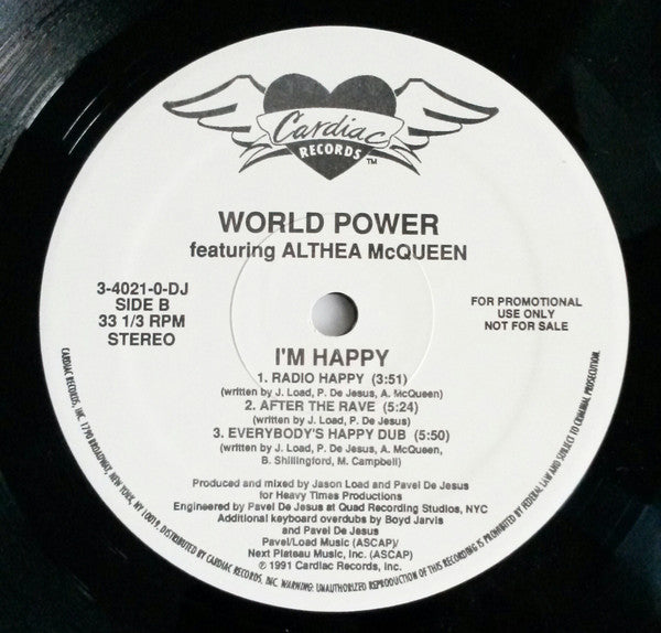 World Power : I'm Happy (12", Promo)