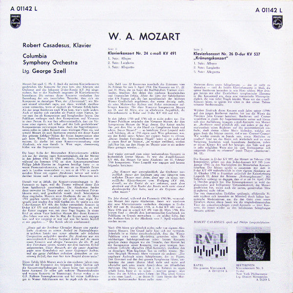 Wolfgang Amadeus Mozart, Robert Casadesus, Columbia Symphony Orchestra, George Szell : Klavierkonzert Nr. 24 C-moll K.V. 491 / Klavierkonzert Nr. 26 D-dur K.V. 537 „Krönungskonzert“ (LP, Mono, RE)