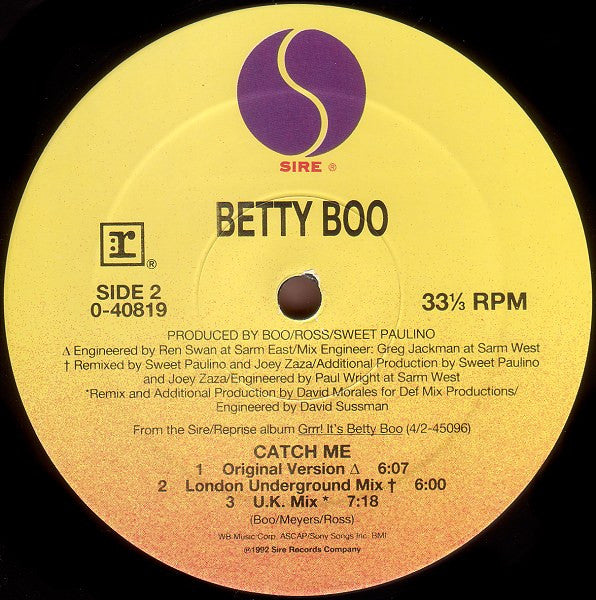 Betty Boo : Catch Me (12")