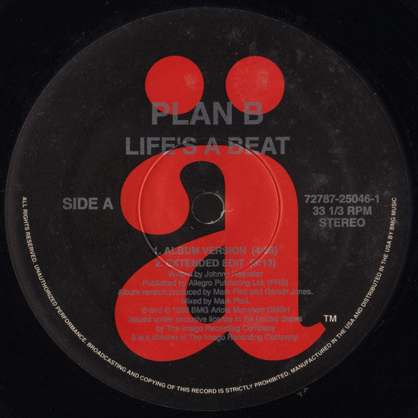 Plan B (2) : Life's A Beat (12")