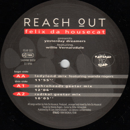 Felix Da Housecat Presents Yesterday Dreamers Featuring Willie Vernarzdale : Reach Out (12")