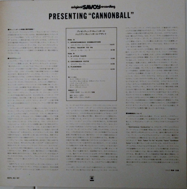 Cannonball Adderley : Presenting "Cannonball"  (LP, Album, Mono, RE)