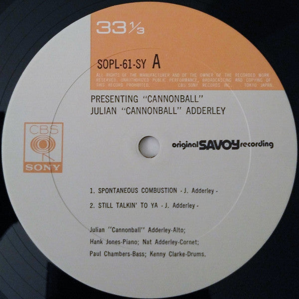 Cannonball Adderley : Presenting "Cannonball"  (LP, Album, Mono, RE)