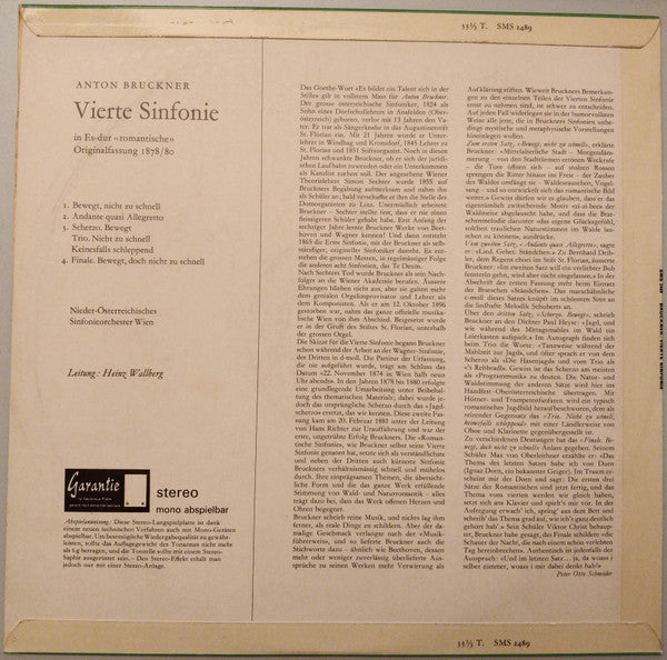 Anton Bruckner — Tonkünstler Orchestra, Heinz Wallberg : Vierte Sinfonie «Romantische» (LP)