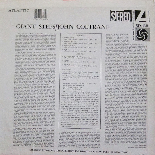 John Coltrane : Giant Steps (LP, Album, RE, RP, Bar)