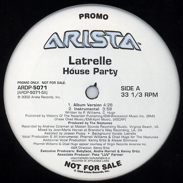 Latrelle Simmons : House Party (12", Promo)