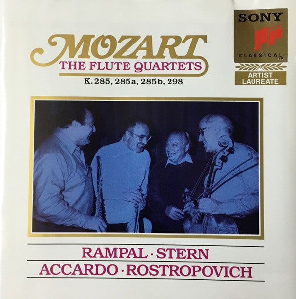 Wolfgang Amadeus Mozart, Jean-Pierre Rampal, Isaac Stern, Salvatore Accardo, Mstislav Rostropovich : The Flute Quartets K. 285, 285a, 285b, 298 (CD, Album)