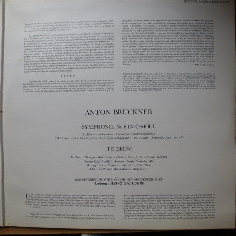 Anton Bruckner, Orchester Der Wiener Staatsoper, Heinz Wallberg : Symphonie Nr.8 / Te Deum (2xLP)