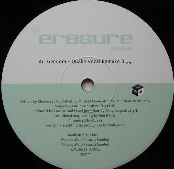 Erasure : Freedom (12", Single)