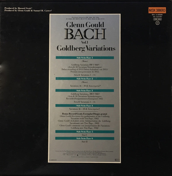 Johann Sebastian Bach / Glenn Gould : Goldberg Variations - The Recordings Of 1955 & 1981 (3xLP + Box, Comp)