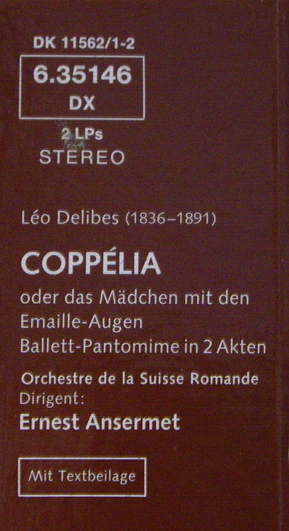 Léo Delibes, Orchestre De La Suisse Romand* - Ernest Ansermet : Coppélia  Vollständiges Ballett (2xLP, RM + Box)