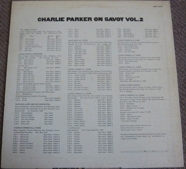 Charlie Parker : Charlie Parker On Savoy Vol. 2 (LP, Comp, Mono, RE)