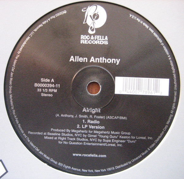 Allen Anthony : Alright (12")