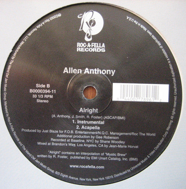 Allen Anthony : Alright (12")