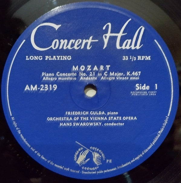 Wolfgang Amadeus Mozart, Friedrich Gulda, Orchester Der Wiener Staatsoper, Hans Swarowsky : Two Piano Concertos: Concerto N° 21 In C Major, K.467, Concerto N° 27 In B-flat Major, K.595 (LP)