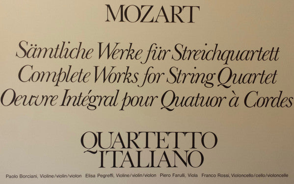 Wolfgang Amadeus Mozart, Quartetto Italiano : Oeuvre Intégrale Pour Quatuor à Cordes (9xLP + Box)