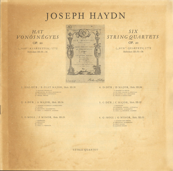 J. Haydn*, Tátrai Quartet : Six String Quartets Op. 20 (3xLP + Box)