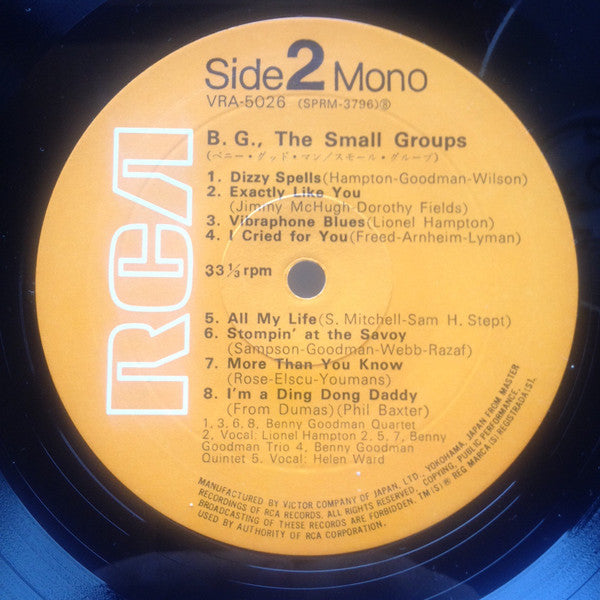 Benny Goodman : B.G., The Small Groups (LP, Comp, Mono)