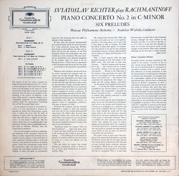 Sergei Vasilyevich Rachmaninoff / Sviatoslav Richter : Piano-Concerto No. 2 In C Minor • 6 Preludes (LP)