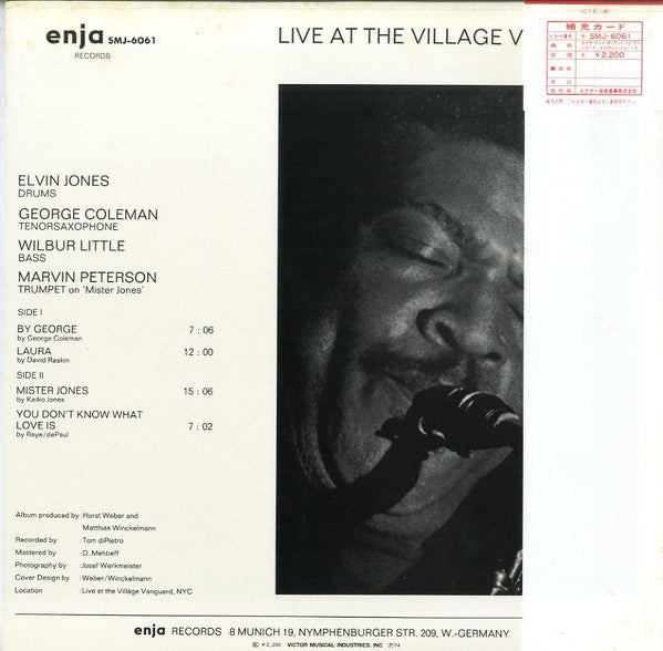 Elvin Jones : Live At The Village Vanguard (LP, Album)