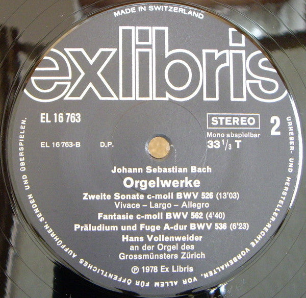 Johann Sebastian Bach, Hans Vollenweider : Orgelwerke (LP)