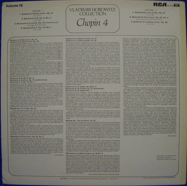 Vladimir Horowitz, Frédéric Chopin : Chopin 4 (LP, Comp, Mono)