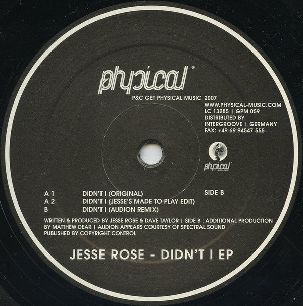 Jesse Rose : Didn't I EP (12", EP)