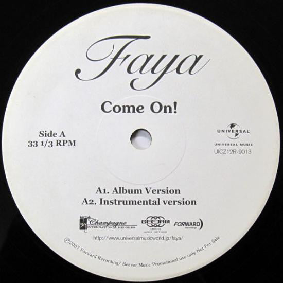 FYA : Come On! / She's On Fire (12", Promo)