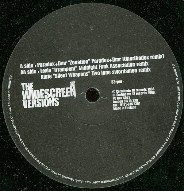 Various : The Widescreen Versions (12")