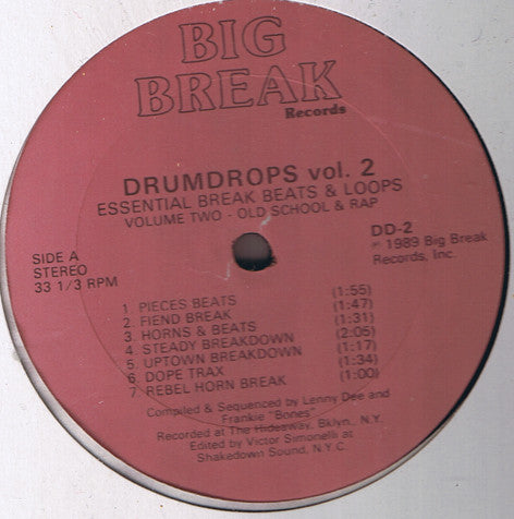 Frankie Bones & Lenny Dee : Drumdrops Vol. 2 (Essential Break Beats & Loops) (12")