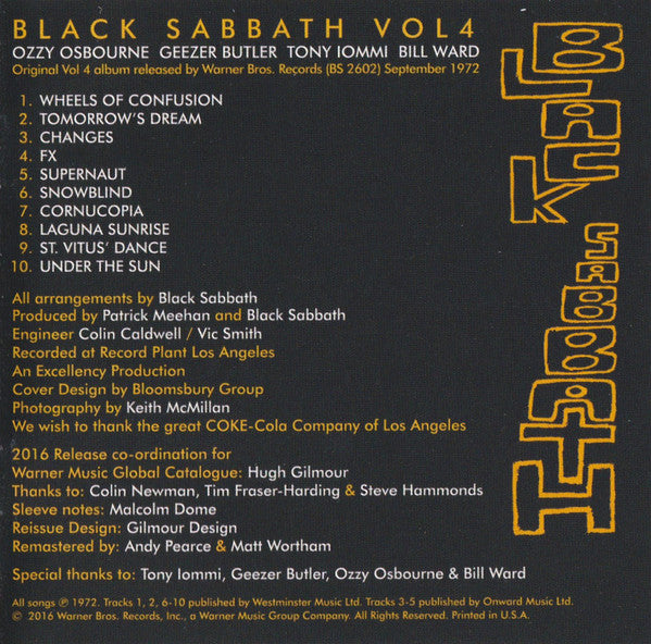 Black Sabbath : Black Sabbath Vol 4 (CD, Album, RE, RM, Dig)