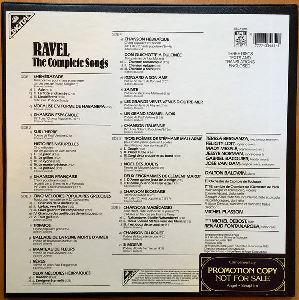 Maurice Ravel : The Complete Songs (3xLP, DMM + Box)