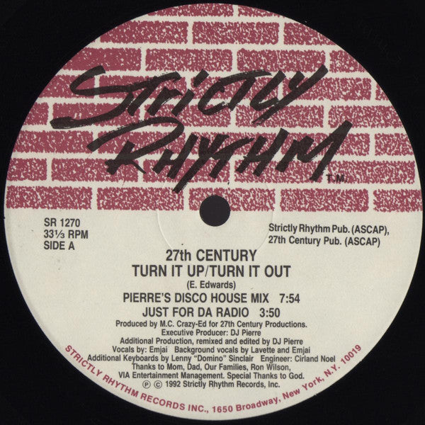 27th Century : Turn It Up / Turn It Out (12")