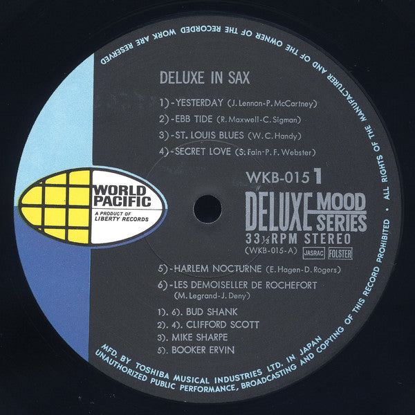 Bud Shank, Clifford Scott, Mike Sharpe, Booker Ervin : Deluxe In Sax (LP, Album, Comp, Dlx, Gat)