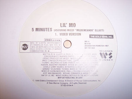 Lil' Mo Featuring Missy Elliott : 5 Minutes (12", Promo)