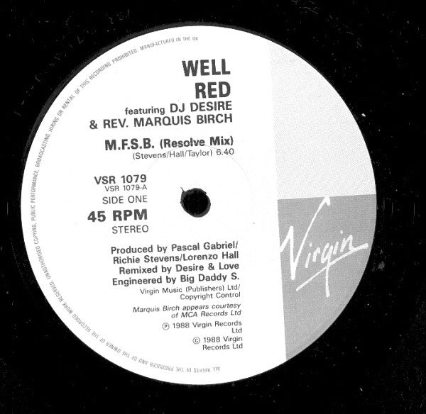 Well Red : M.F.S.B. (Resolve Mix) (12")