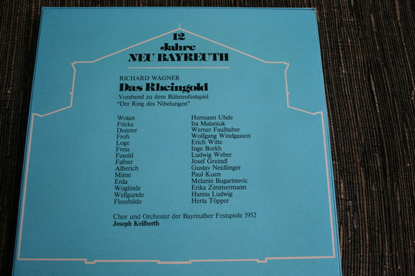 Richard Wagner, Joseph Keilberth, Orchester der Bayreuther Festspiele, Chor der Bayreuther Festspiele, Hermann Uhde, Ira Malaniuk, Werner Faulhaber, Wolfgang Windgassen, Erich Witte, Inge Borkh, Ludwig Weber, Josef Greindl, Gustav Neidlinger, Paul Kuen, M : Das Rheingold 1952 - Vorabend Zu Dem Bühnenfestspiel "Der Ring Des Nibelungen" (3xLP, Album, Box)