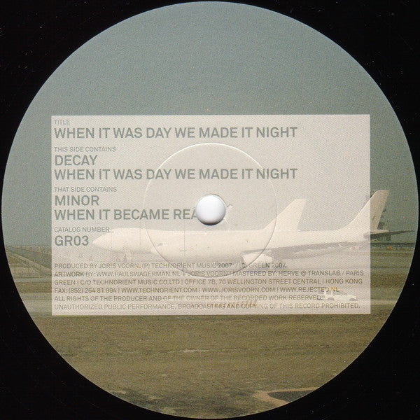 Joris Voorn : When It Was Day We Made It Night (12")