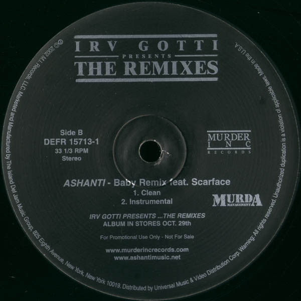 Ashanti : Baby (Remix) (12", Single, Promo)