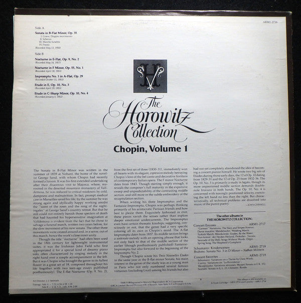 Frédéric Chopin : The Horowitz Collection • Chopin Volume 1 (LP, Comp, Mono)