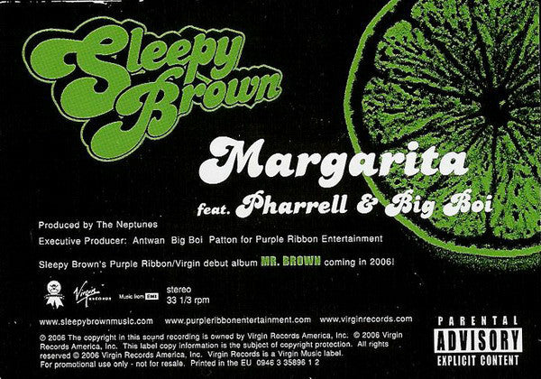 Sleepy Brown Feat. Pharrell Williams & Big Boi : Margarita (12", Promo)