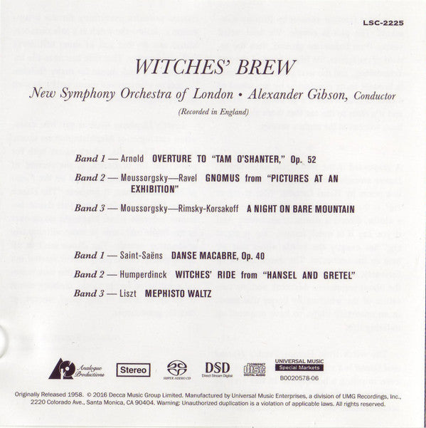 The New Symphony Orchestra Of London, Alexander Gibson : Witches' Brew (SACD, Hybrid, Album, RM)