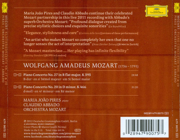 Maria-João Pires, Claudio Abbado, Orchestra Mozart : Mozart Piano Concertos Nos. 27 And 20 (CD, Album)