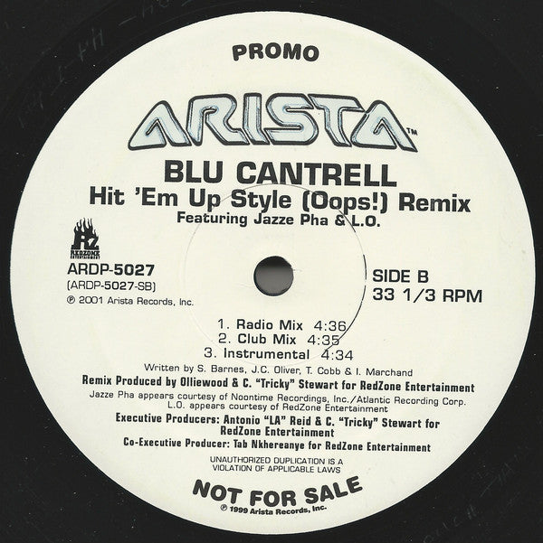 Blu Cantrell : Hit 'Em Up Style (Oops!) Remix (12", Promo)