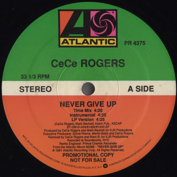 Ce Ce Rogers : Never Give Up (12", Promo)