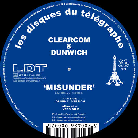 Clearcom & Dunwich : Misunder (12")