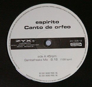 Espirito : Canto De Orfeo (12")