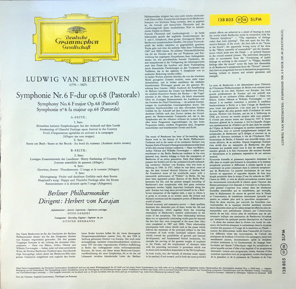 Ludwig van Beethoven - Berliner Philharmoniker, Herbert Von Karajan : Pastorale, Symphonie 6 (LP, Album)