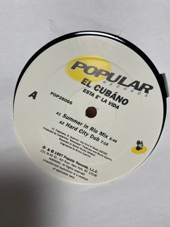 El Cubano : Esta E' La Vida (12")