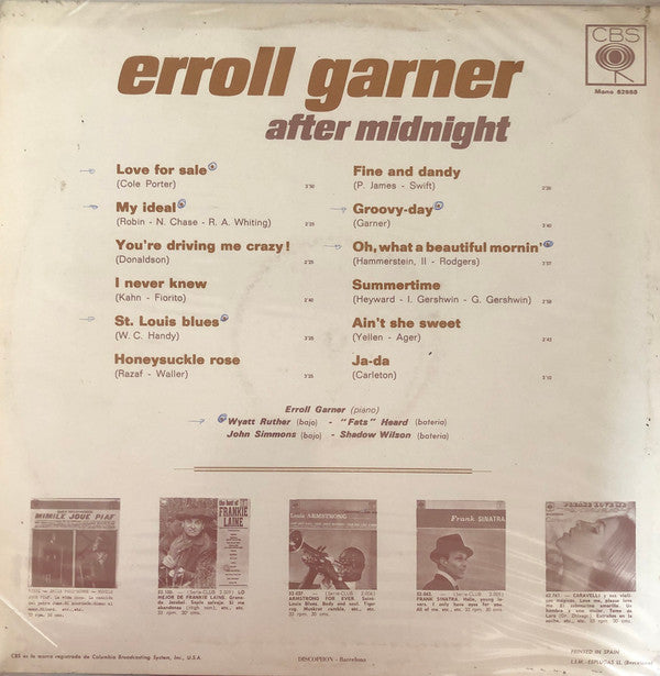 Erroll Garner : After Midnight (LP, Album, Mono)